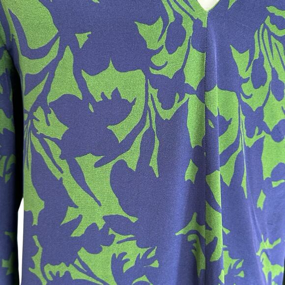 Max Mara Silk Tunic Top Womens Size 4 Blue Green Floral Designer Luxury Timeless - Picture 6 of 13